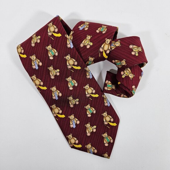 Robert Talbott Nordstrom Red Teddy Bear Silk Tie Made In USA Mens Necktie - Picture 9 of 10
